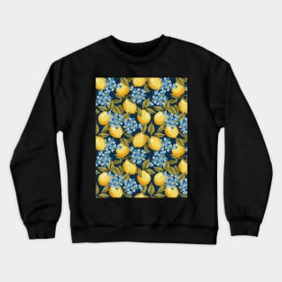 Lemons Pattern On Blue Crewneck Sweatshirt